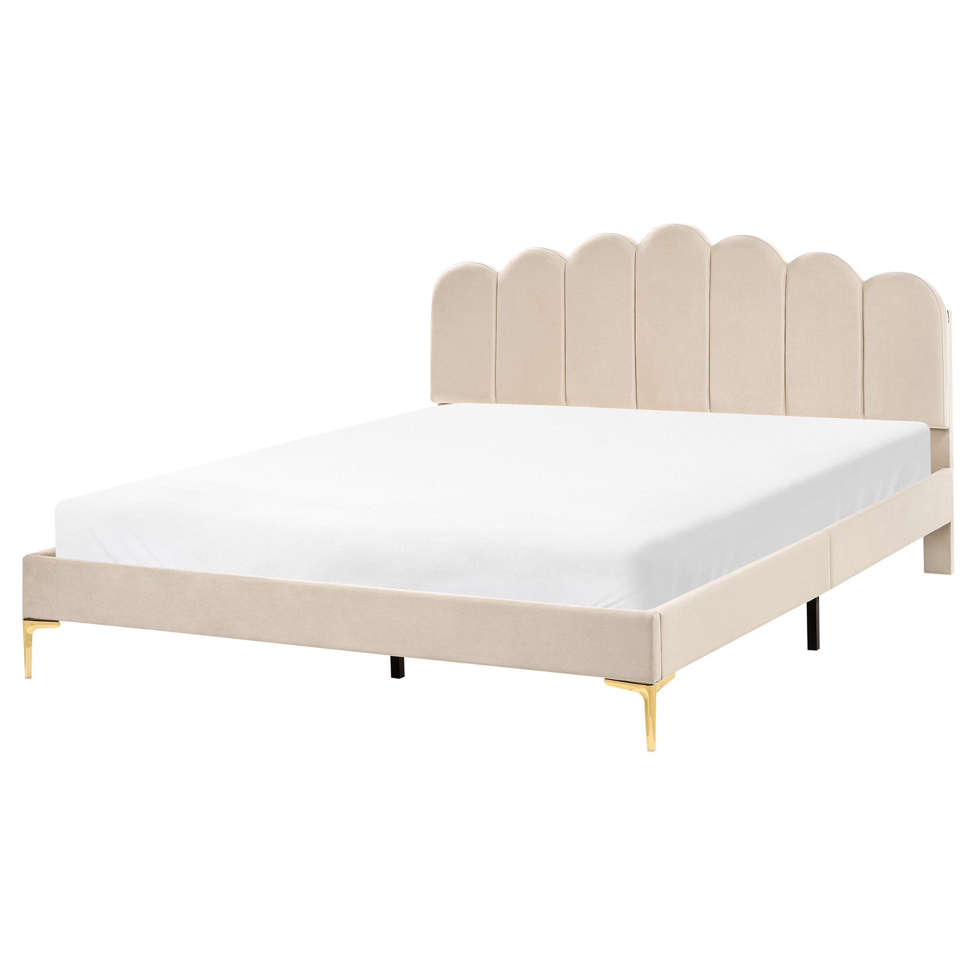 Sänky Sametti SAUVIAN 160 x 200 cm Beige