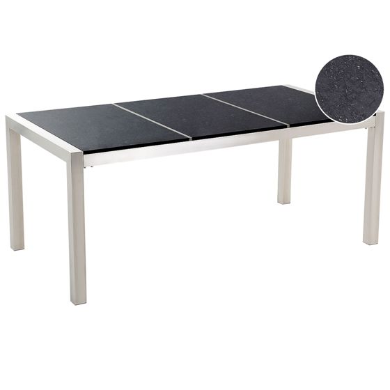 Puutarhapöytä GROSSETO 180 cm 90 cm Graniitti Kiillotettu Musta