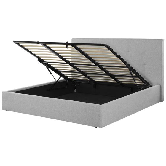 Sänky säilytystilalla kangas LORIENT 180 x 200 cm Harmaa