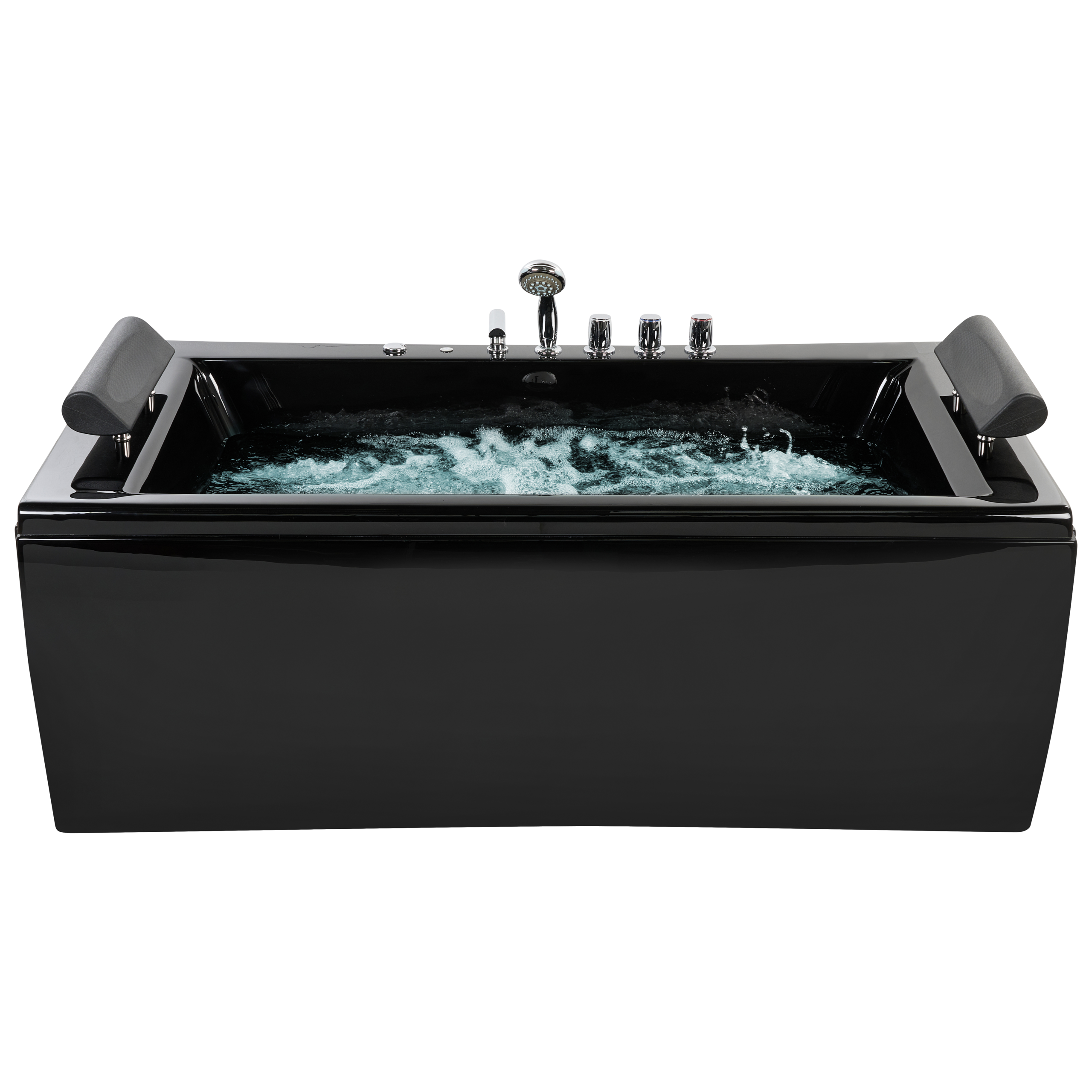 Kulmaporeamme LED-valolla MONTEGO 172 x 83 cm Musta
