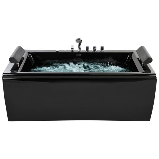 Kulmaporeamme LED-valolla MONTEGO 172 x 83 cm Musta