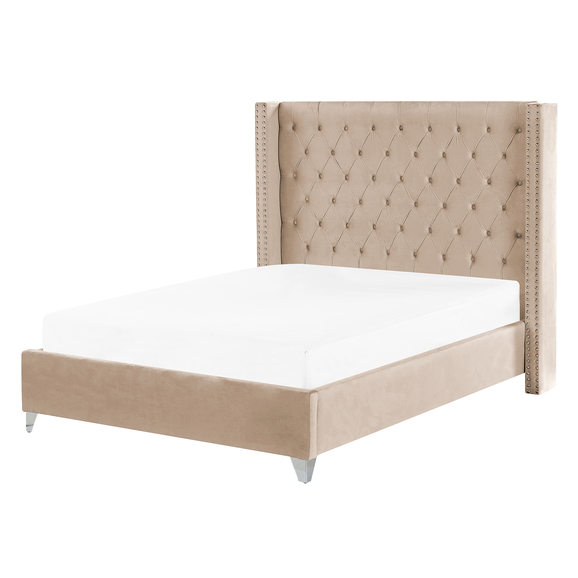 Sänky Sametti LUBBON 140 x 200 cm Beige