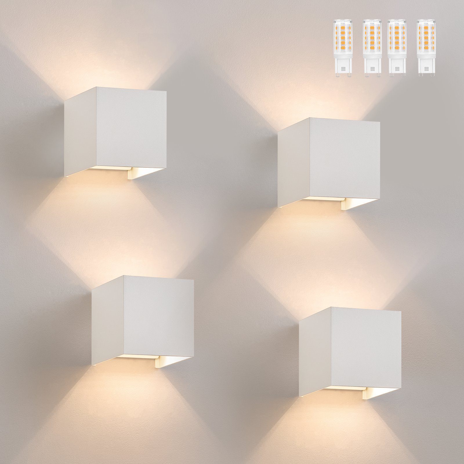 NETTLIFE 4 LED - ulkoseinävalaisimen setti, lämmin valkoinen IP65, kotiin, makuuhuoneeseen, eteiseen, portaikkoon