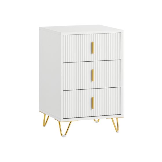 SoBuy yöpöytä 3-laatikkoinen FBT115-L-W ekologinen valkoinen