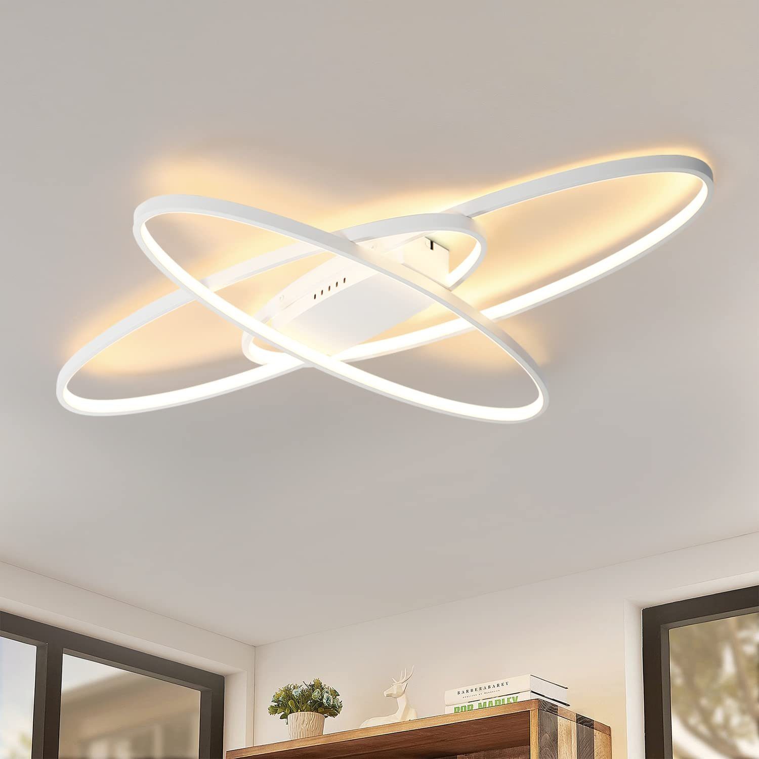 NETTLIFE himmennettävä, LED - kattovalaisin, moderni Valkoinen, makuuhuonevalaisin Kaukosäätimellä, 75W