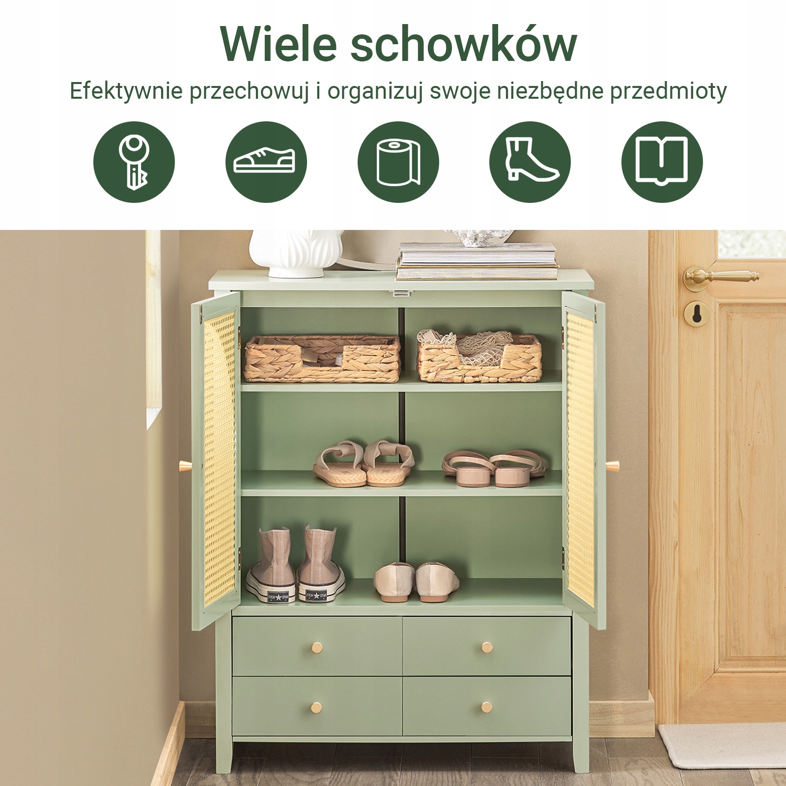 SoBuy Kulmakaappi FSB72-GR - ekologinen puukuitulevy, 2 ovea ja 4 laatikkoa