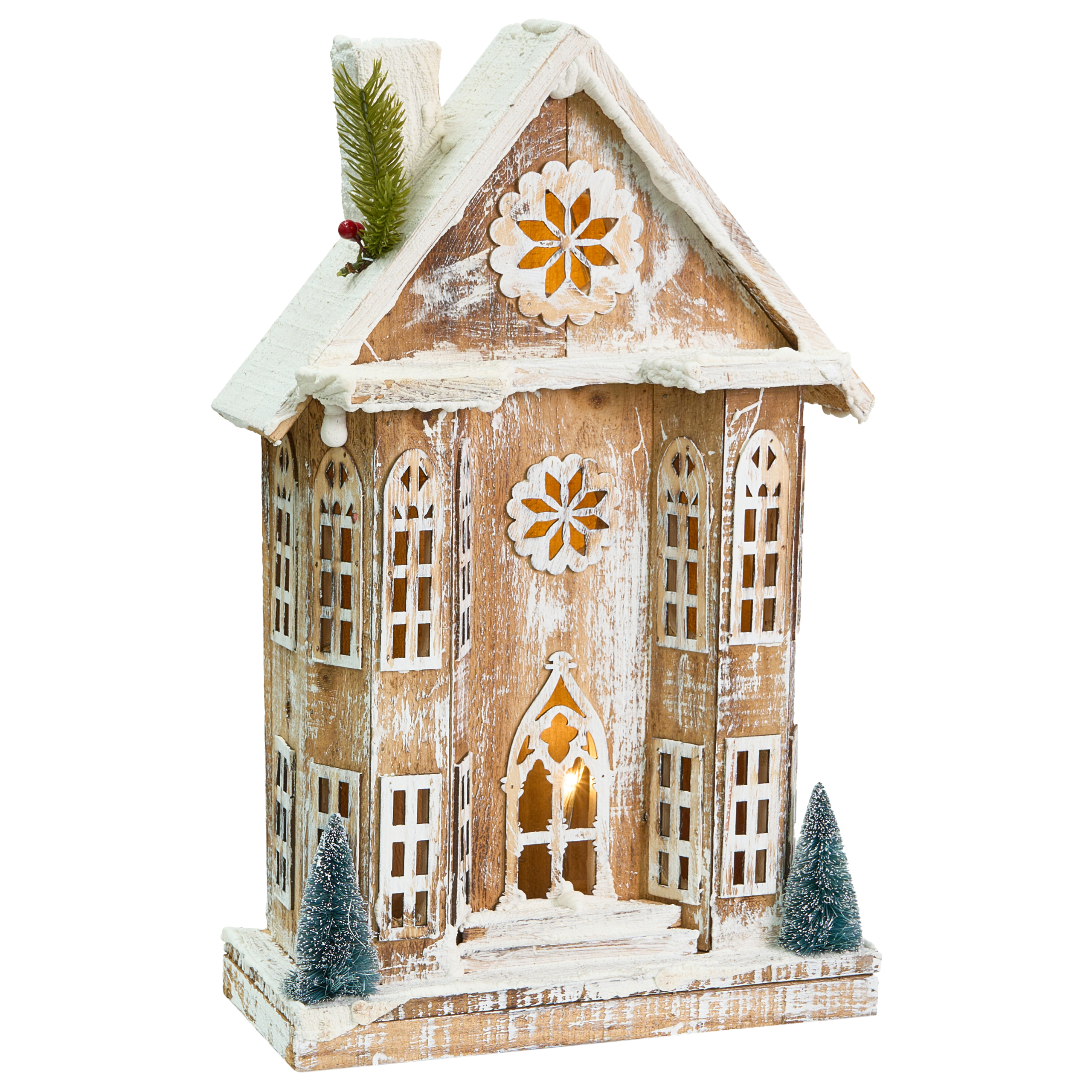 Joulukoriste LED-valo UNARI Talo 50 cm Vaaleanruskea