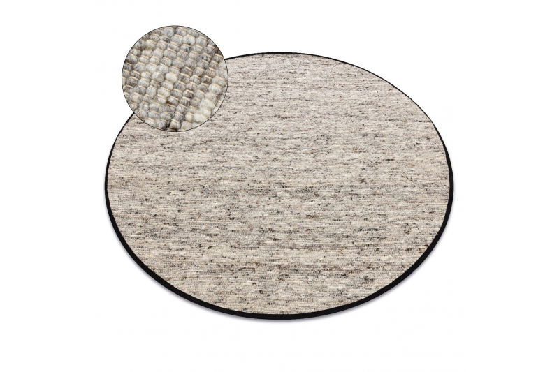 NEPAL 2100 ympyrä luonnollinen harmaa matto - villainen, kaksipuolinen pyöreä 120 cm