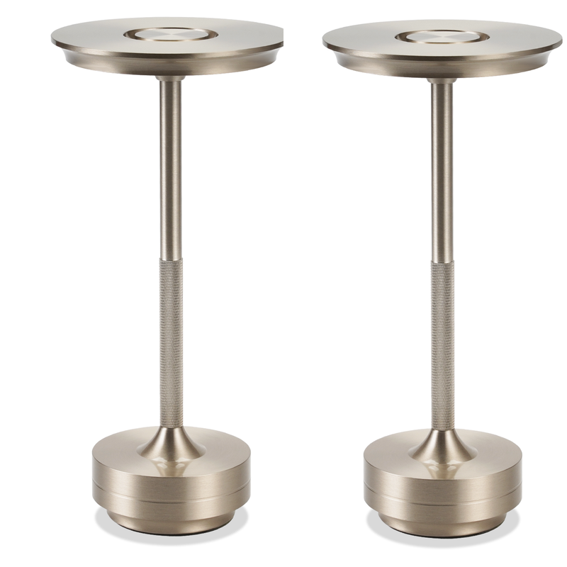 NETTLIFE yöpöytävalaisin langaton akkukäyttöinen led kosketushimmennys usb-ladattava nikkelinen 2kpl setti