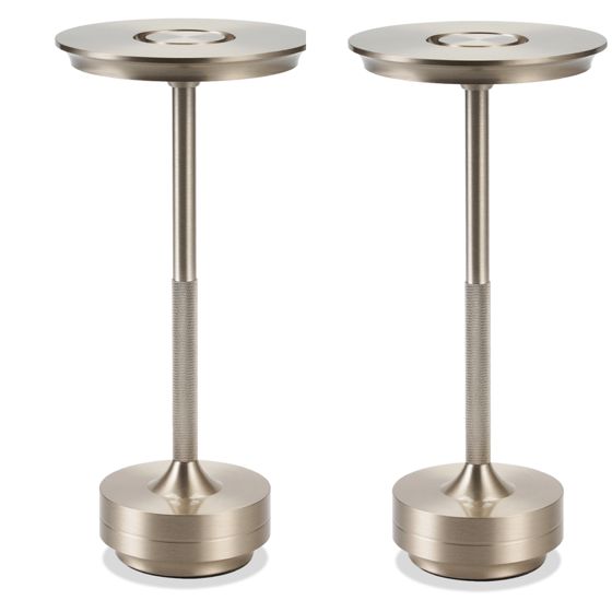 NETTLIFE yöpöytävalaisin langaton akkukäyttöinen led kosketushimmennys usb-ladattava nikkelinen 2kpl setti