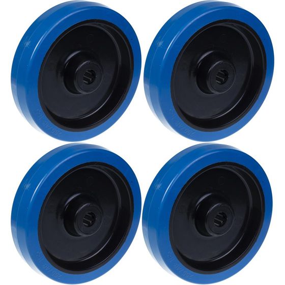 200mm 8" pyörä sininen kumi nailon keskellä ruostumattomalla laakerilla 1600kg, 4 kpl:n sarja.