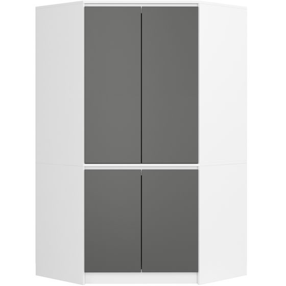 Akord Kulmavaatekaappi 4-ovinen Valkoinen/Harmaa 100x50x180
