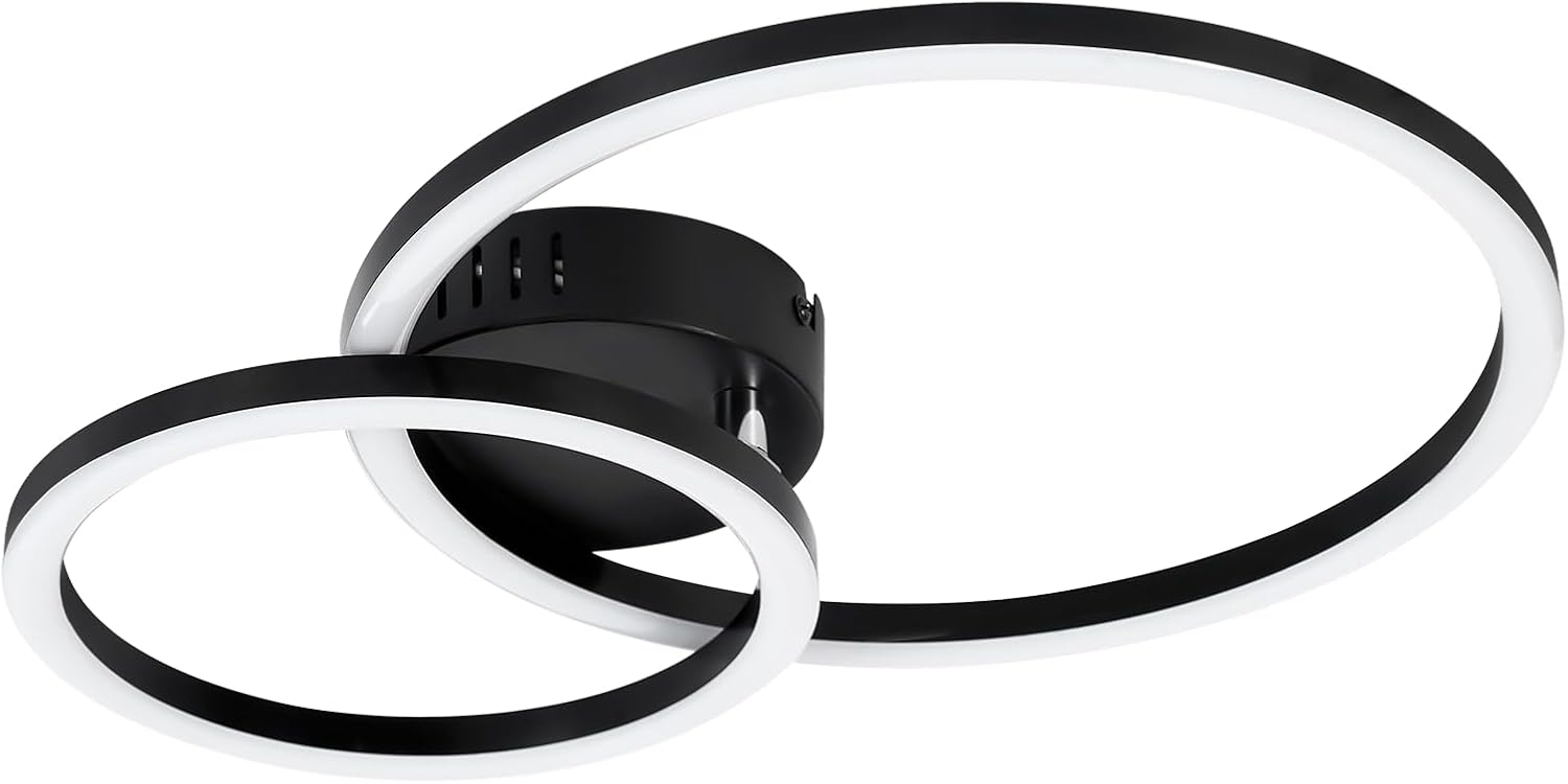 NETTLIFE Moderni LED-kattovalaisin Musta 40cm 23W2-renkainen muotoilu4000K Neutraali valkoinenKattolamppu makuuhuoneeseen ja käytävään