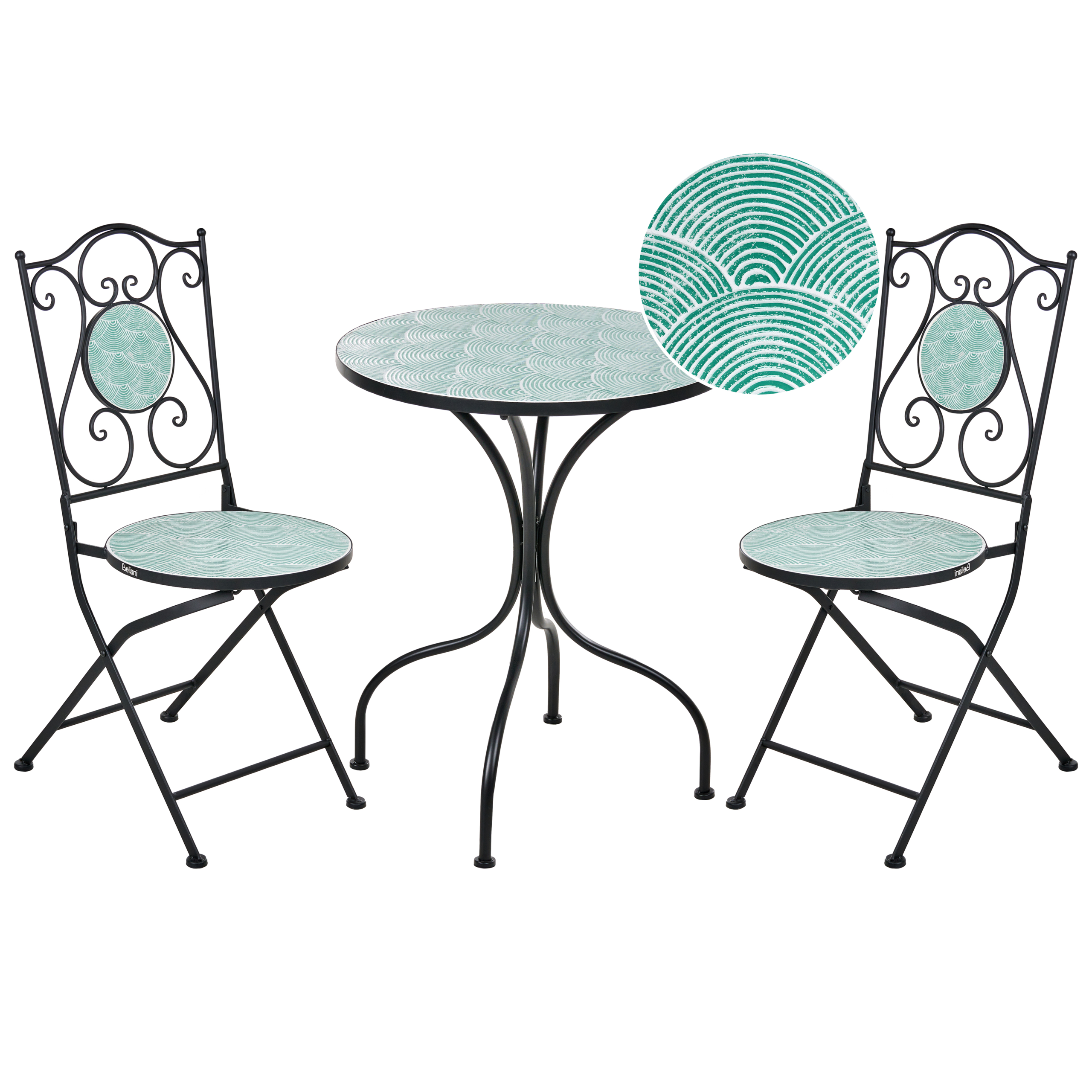 Bistrosetti taitettava ANAPO metalli Musta