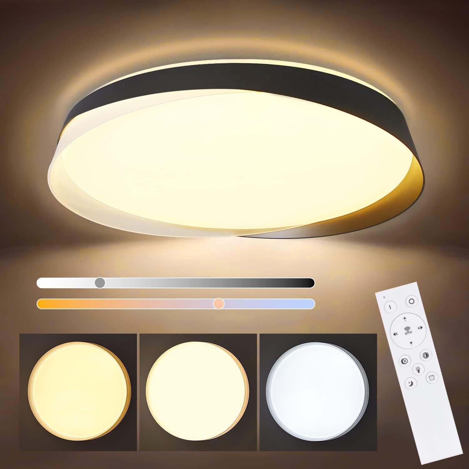 NETTLIFE LED - kattovalaisin, 36W, 3000K -6000K, 415*415*7, 5cm, Himmennettävä Musta Kaukosäätimellä