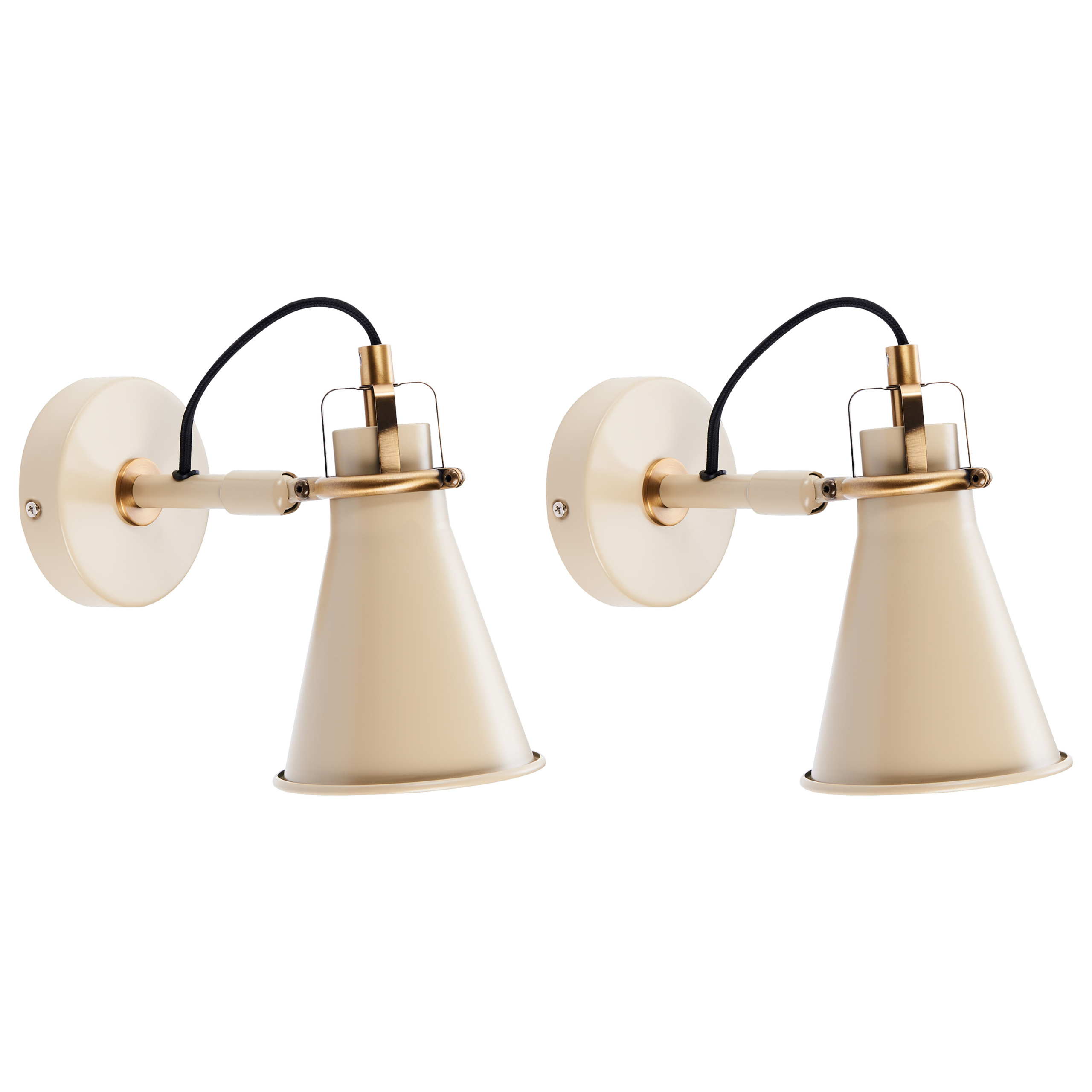 Seinävalaisinsetti 2 kpl MOYOLA säädettävä Metalli Beige