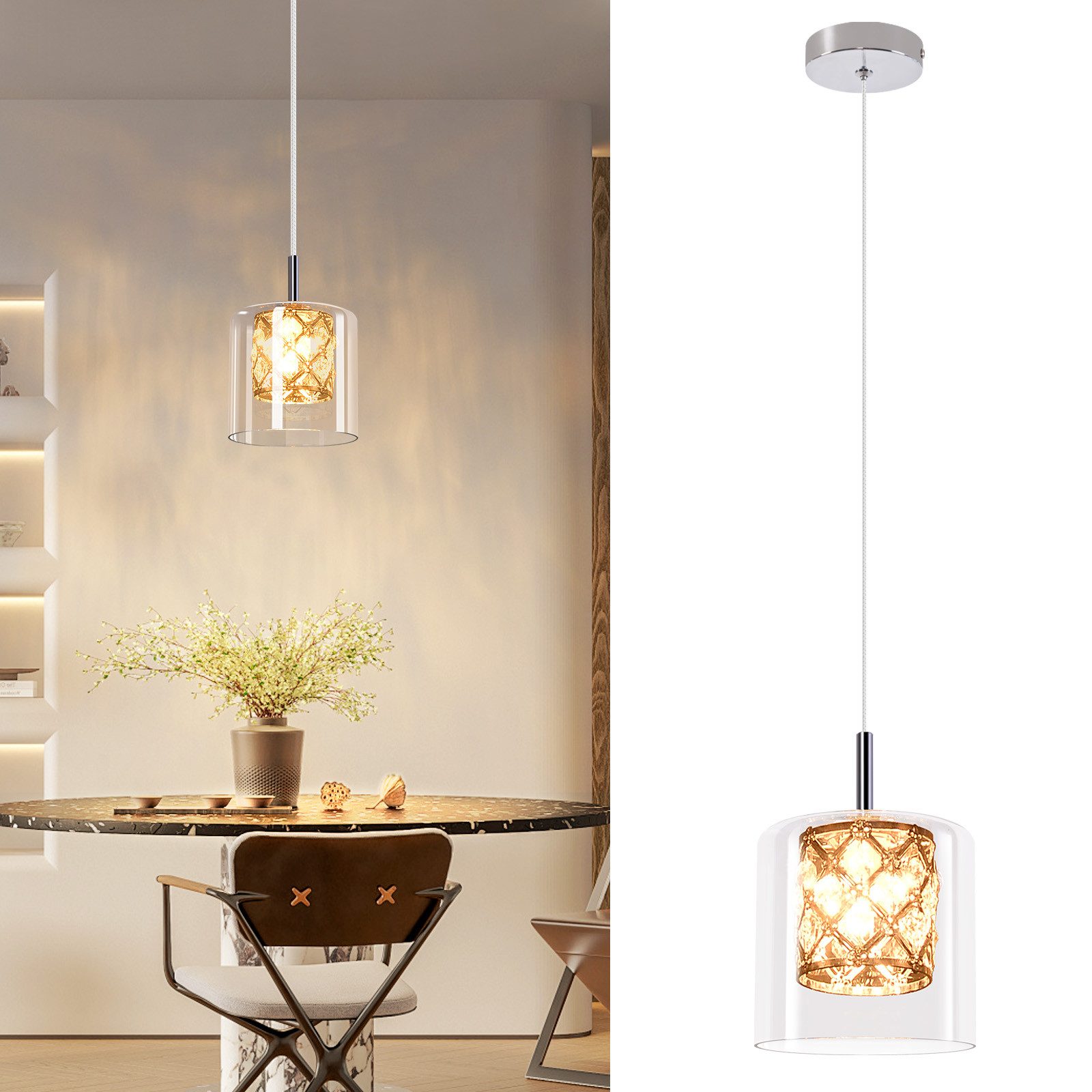 NETTLIFE moderni,kristalli,G9,lasinen,riippuvalaisin,ruokailutilaan,,säädettävä,korkeus