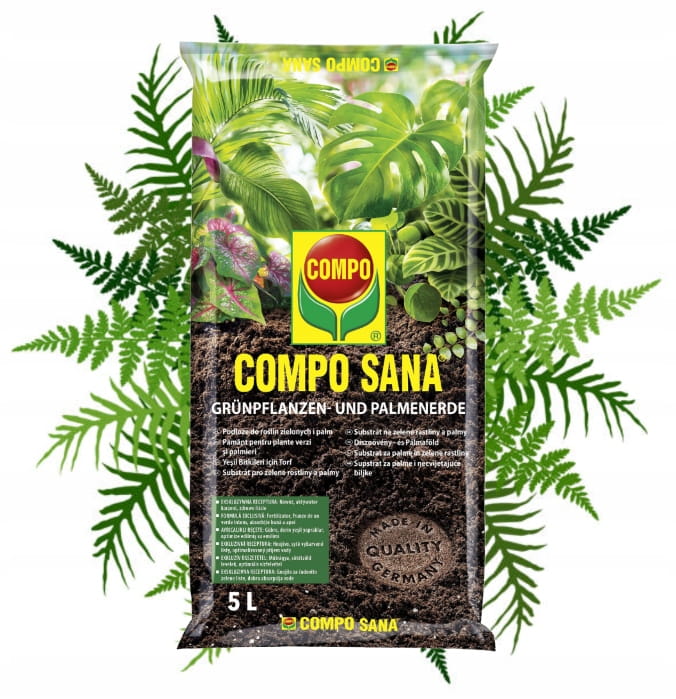 Compo Sana alusta viherkasveille ja palmuille 5L Turpeen, perliitin ja dolomiitin seos