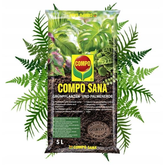 Compo Sana alusta viherkasveille ja palmuille 5L Turpeen, perliitin ja dolomiitin seos