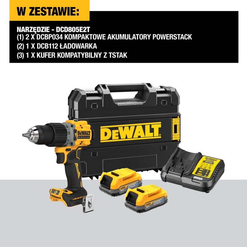 DeWalt DCD805E2T XR 18V -Akkuiskuporakone 2x 1,7 Ah