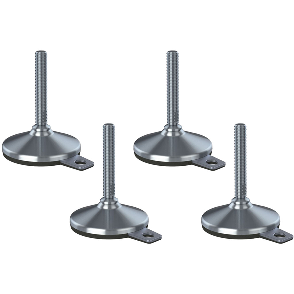 Ruostumaton tasoitusjalka M16x100, pohja 105 mm ja tärinänvaimennustyyny, 8800 kg – 4 kpl:n sarja