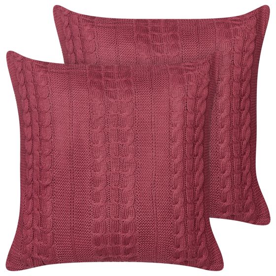 Koristetyynysetti 2 kpl CADETIA puuvilla 45 x 45 cm Viininpunainen Hillitty