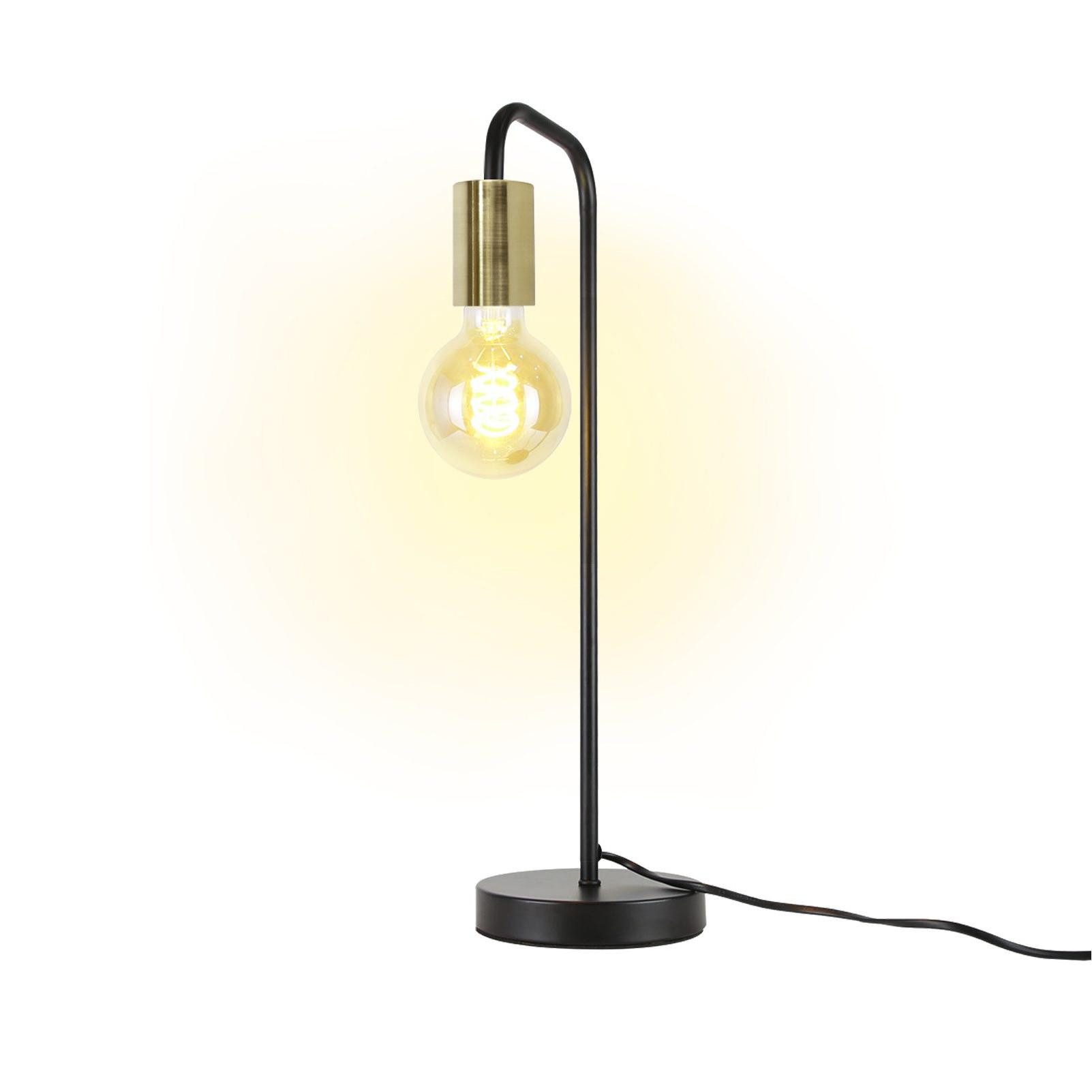 NETTLIFE Vintage - pöytävalaisin, Yöpöytävalaisin, Olohuone - Mustakultainen, Teollinen, E27- pöytävalaisin, Lasten, Makuuhuone, Yövalo