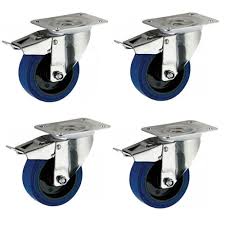 100mm lentokotelon pyörät - 4 - Heavy Duty Elastinen kumijarrullinen pyörä 150kg Ea