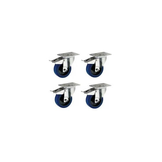 100mm lentokotelon pyörät - 4 - Heavy Duty Elastinen kumijarrullinen pyörä 150kg Ea