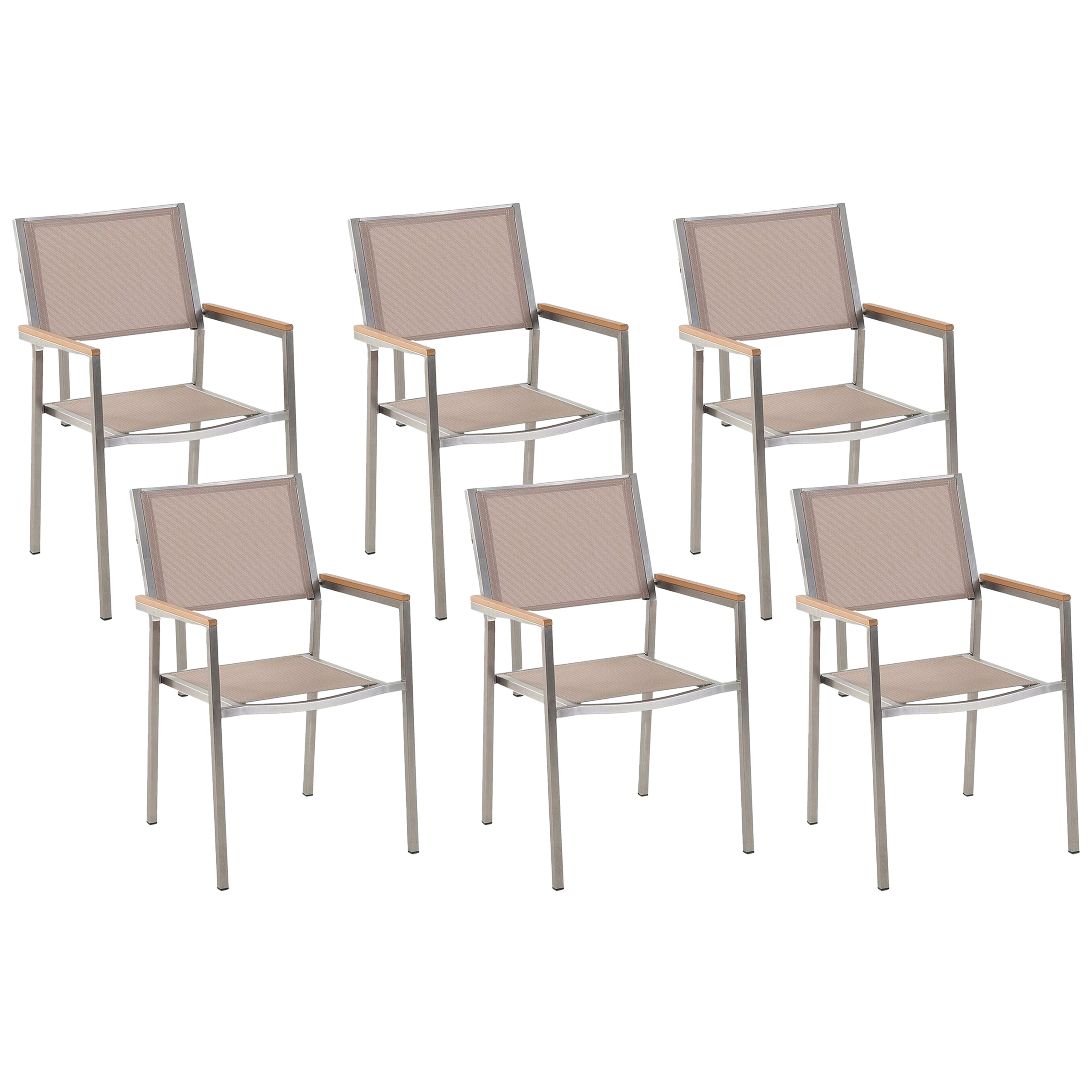 Puutarhatuolisetti 6 kpl GROSSETO Ruostumaton teräs Beige