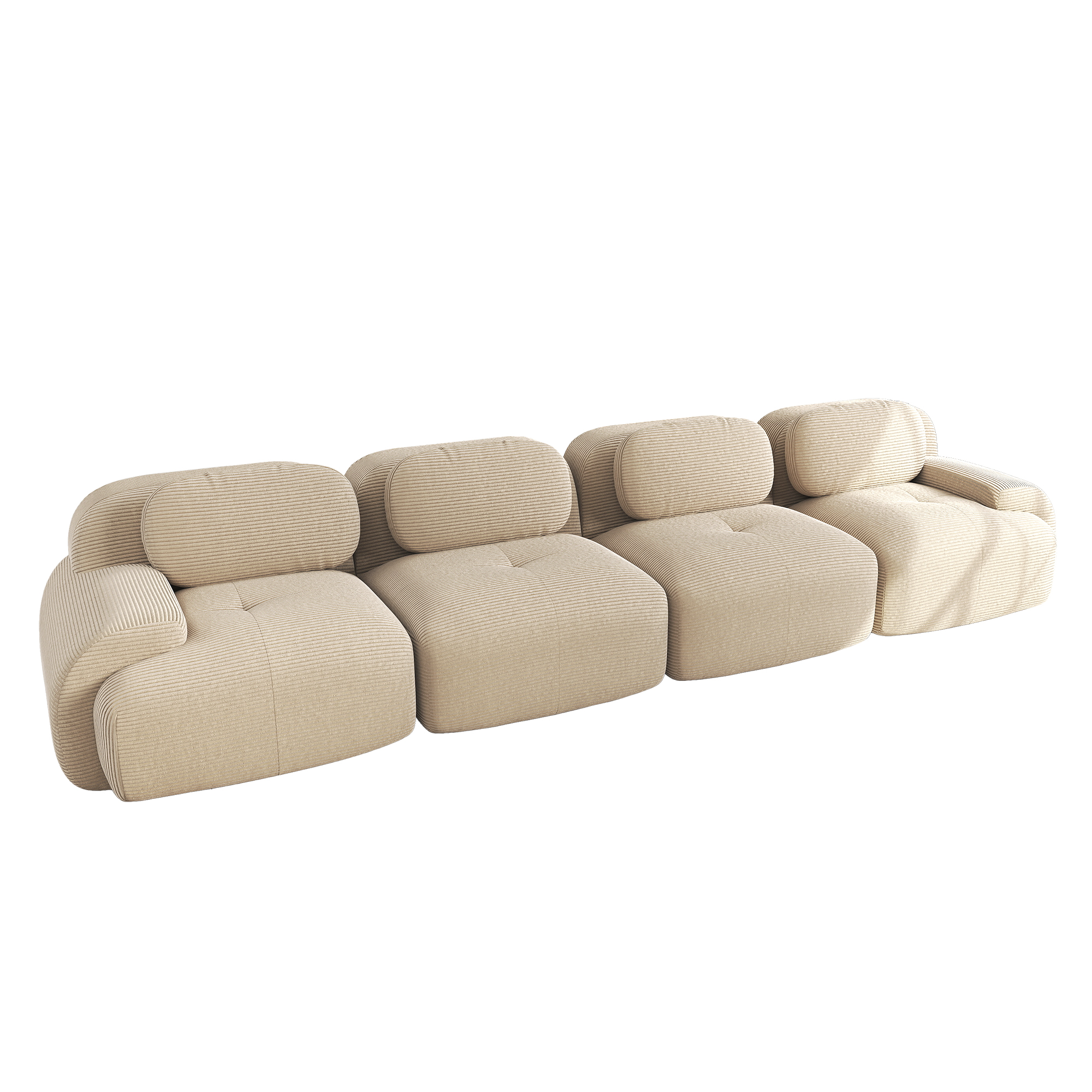 moduulisohva 4-paikkainen beige korduroy ergonominen säädettävä