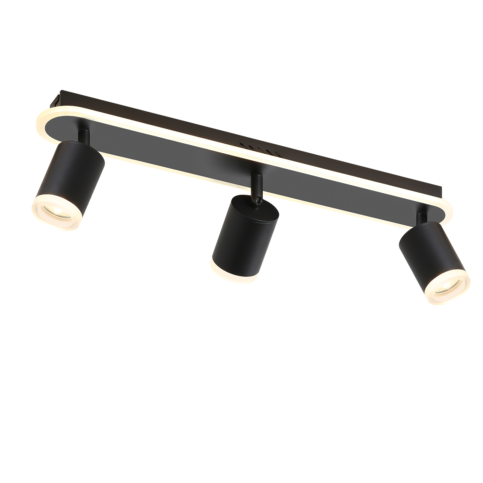NETTLIFE 3 mustaa GU10 LED-kattospottivalaisinta metallista, 330° kääntyvä makuuhuoneeseen, eteiseen