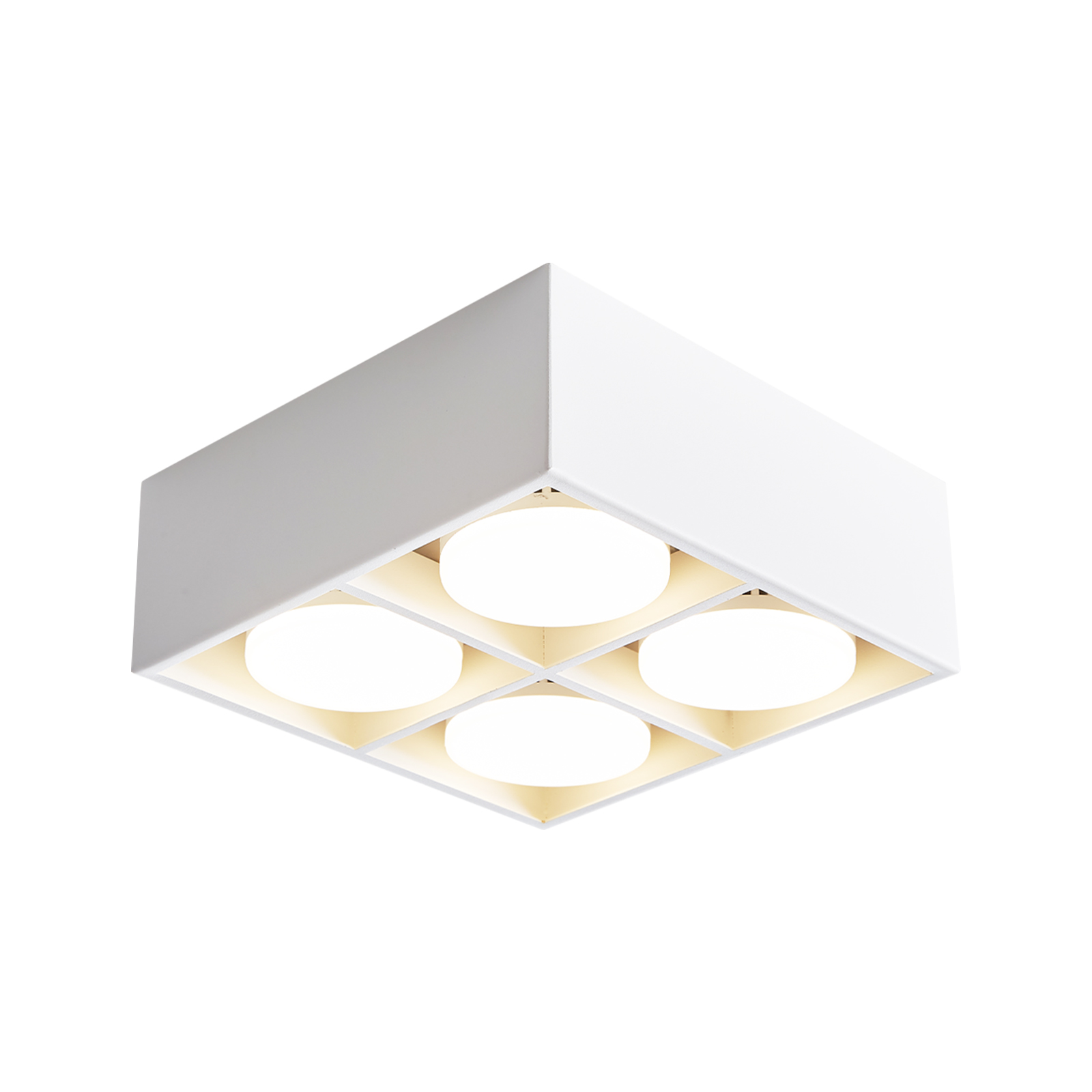 NETTLIFE 4 LED-pinta-asennettavaa kattokohdevaloa, säädettävä, lämmin valkoinen, GX53, 4x5W, neliönmuotoinen, moderni