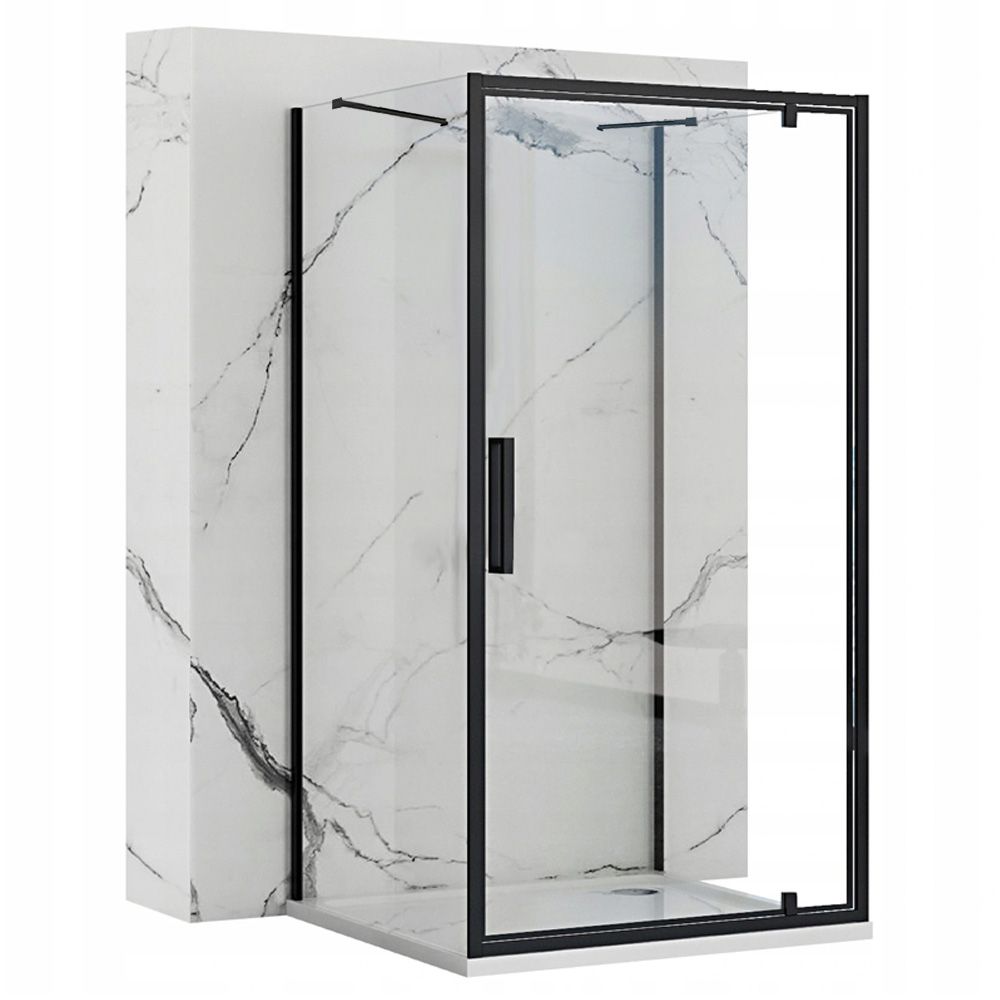 REA Seinän viereen asennettava suihkukaappi RAPID SWING 70x80 musta, 70X80X195CM
