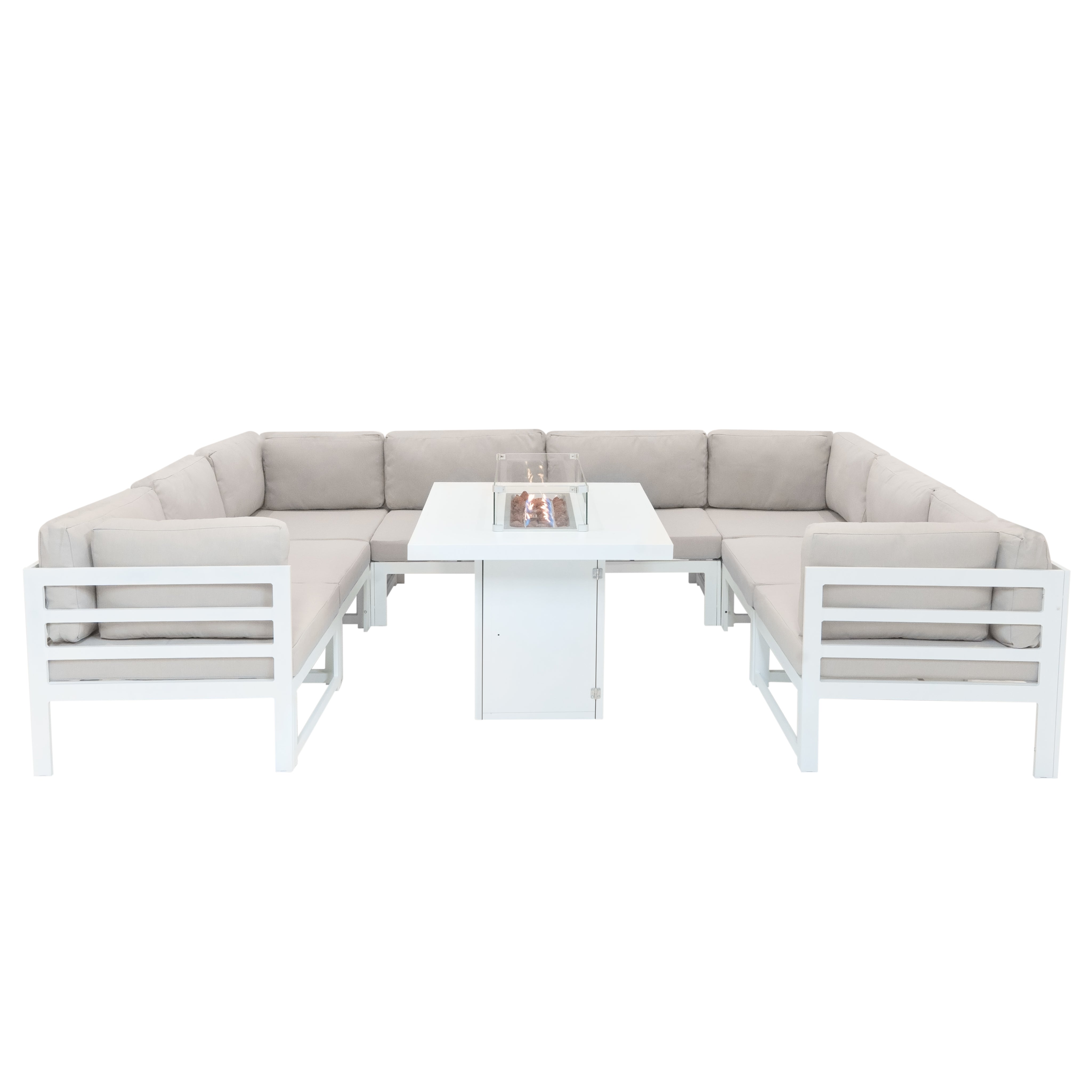 Modulaarinen puutarhakalustesetti nuotiopaikalla - valkoinen