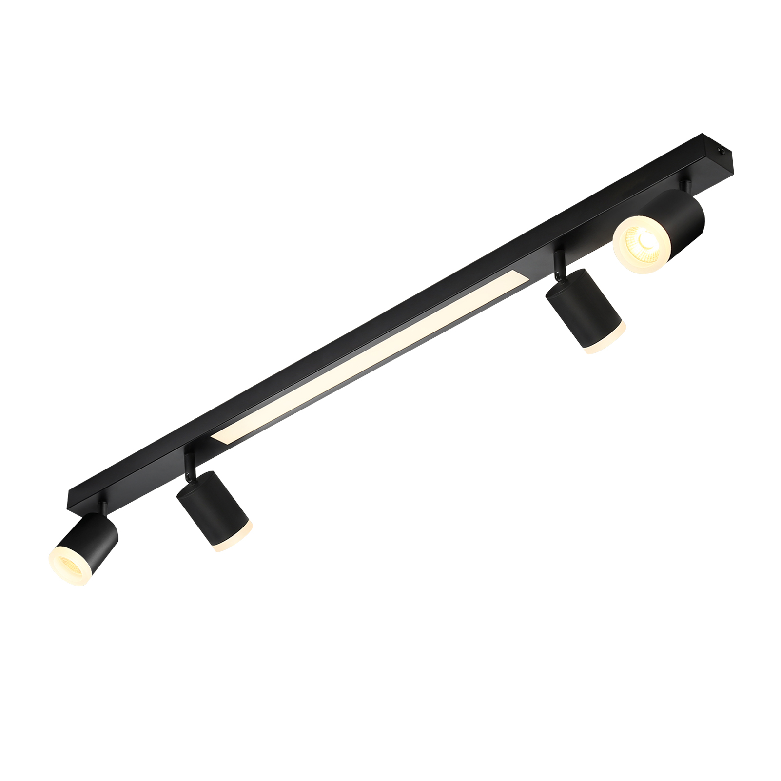 NETTLIFE himmennettävä LED-kattovalaisin 4 lamppua musta 38W kaukosäätimellä 3000K-6500K säädettävä 350°