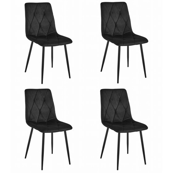 LIBRA-tuoli, musta sametti, mustat jalat (4 kpl)
