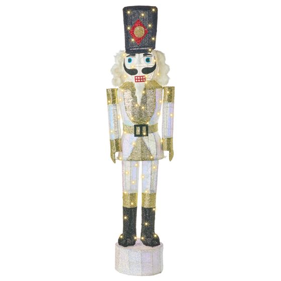 Ulkokoriste LED-valo STOROVAN Pähkinänsärkijä 152 cm Valkoinen/kulta