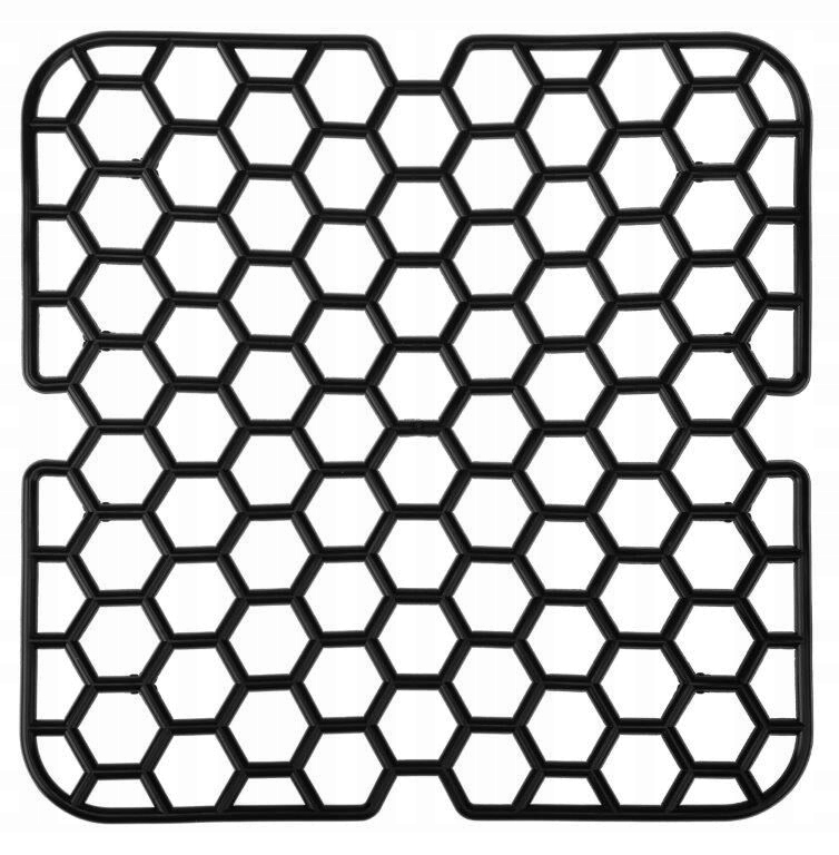 Pehmeä nelikulmainen pesuallasritilä, musta, 28,5 cm