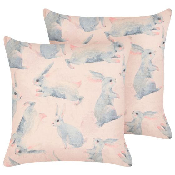 Koristetyynysetti 2 kpl RATIBIDA puuvilla 45 x 45 cm Vaaleanpunainen