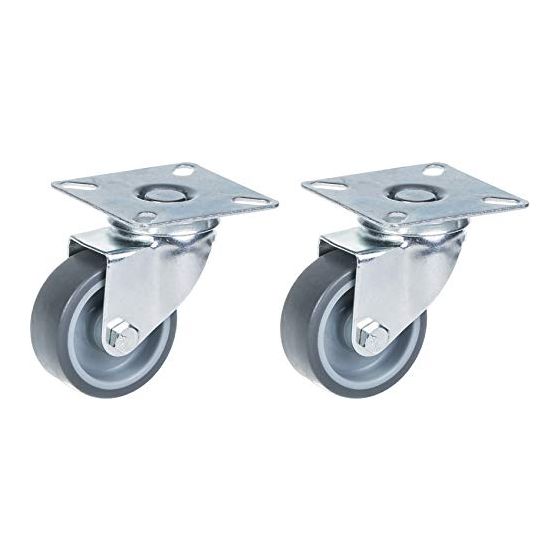 50mm 2" pyörä harmaalla kumirenkaalla, kääntyvä, 80kg kantavuus, 2 kpl:n sarja.