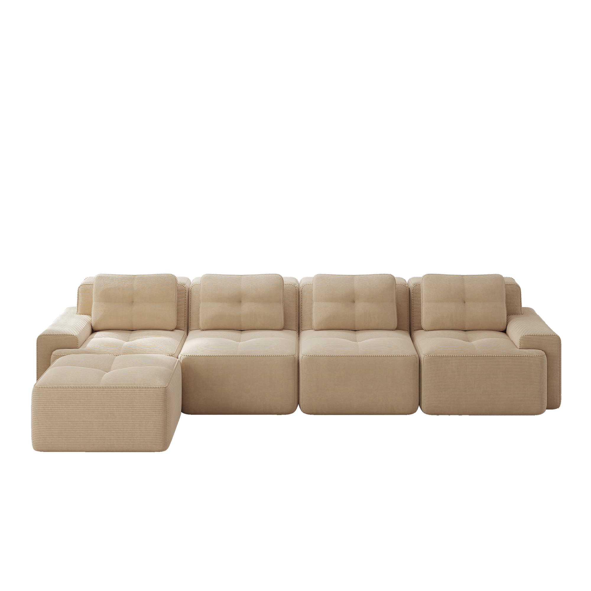 moduulisohva 4-paikkainen beige korduroy moderni säilytystilalla varustettu