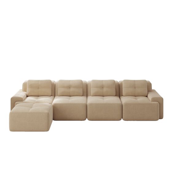 moduulisohva 4-paikkainen beige korduroy moderni säilytystilalla varustettu