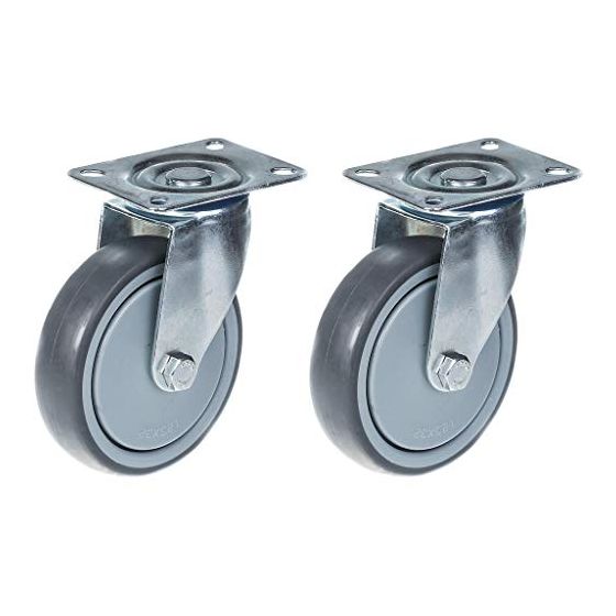 125mm 5" pyöräteline harmaalla kumirenkaalla, kääntyvä, vahva 260kg kantavuus, 2 kpl:n setti