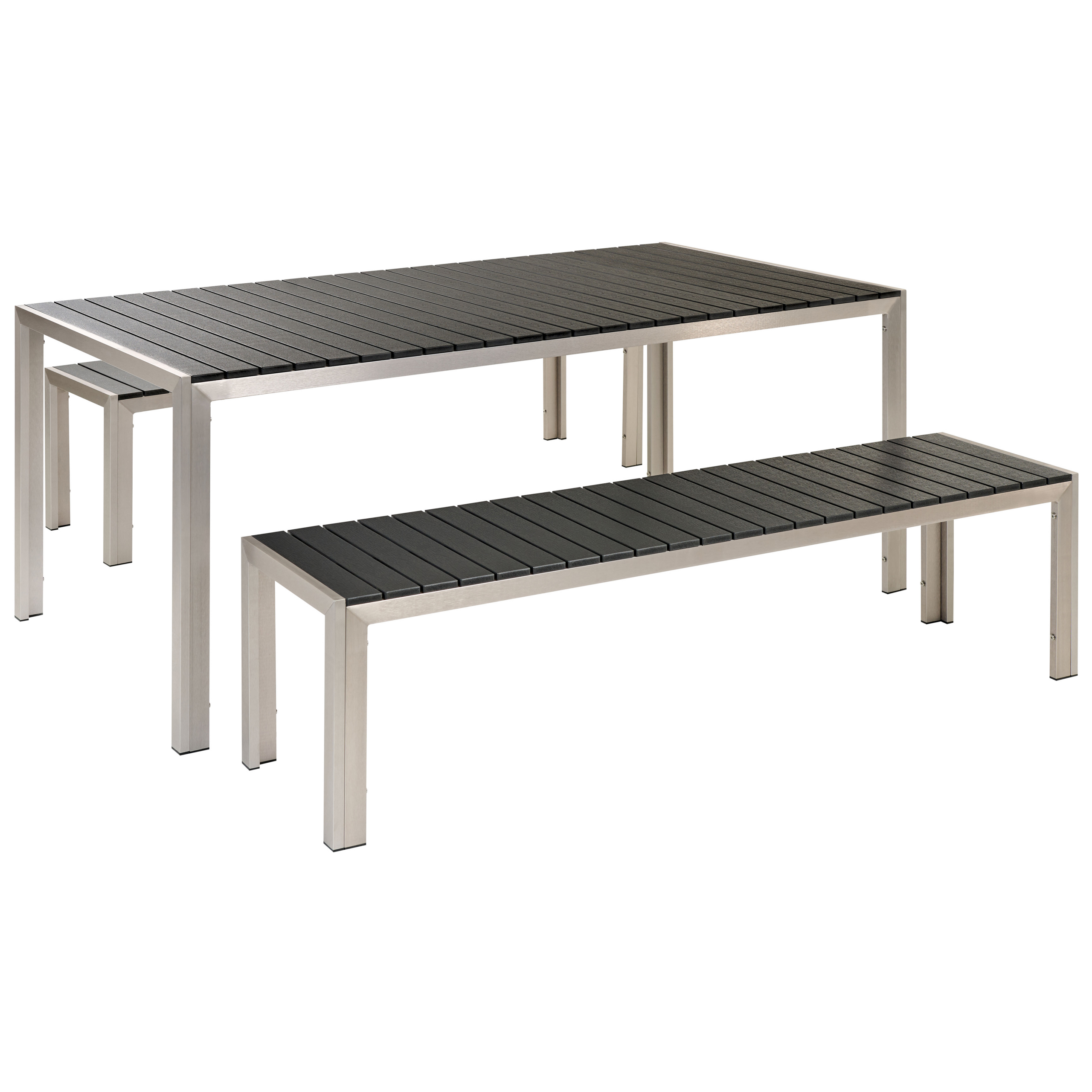 Ulkoruokailuryhmä penkeillä 6-istuttava NARDO Musta/hopea