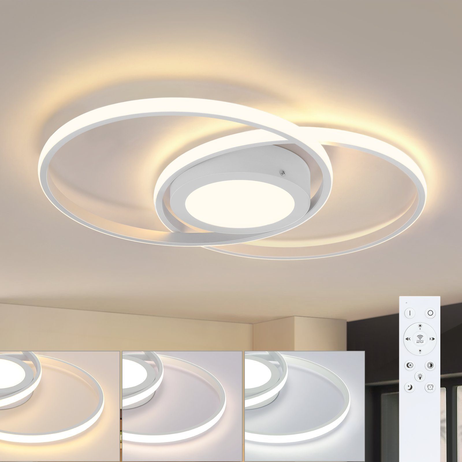 NETTLIFE himmennettävä LED - kattovalaisin Kaukosäätimellä 48W valkoinen, olohuoneen design, makuuhuone moderni, lamppu Keittiöön, toimistoon