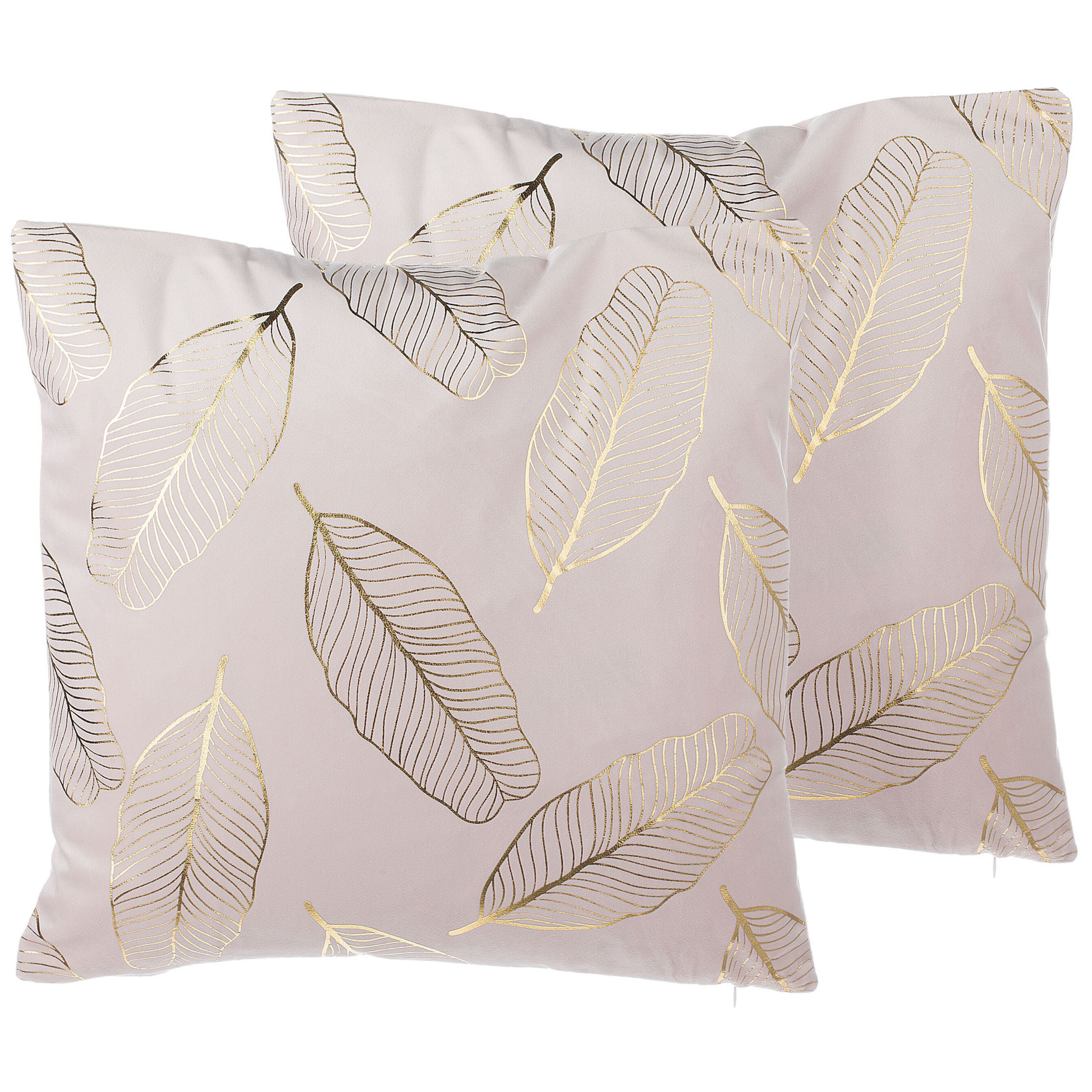 Koristetyynysetti 2 kpl FREESIA 45 x 45 cm Sametti Vaaleanpunainen Kasvikuvio