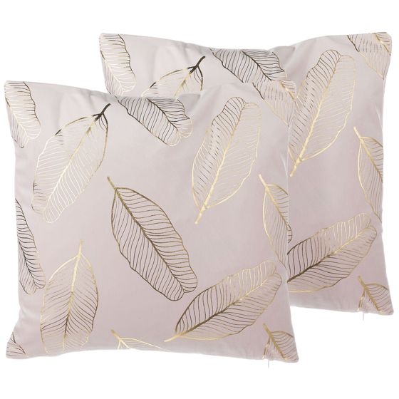 Koristetyynysetti 2 kpl FREESIA 45 x 45 cm Sametti Vaaleanpunainen Kasvikuvio