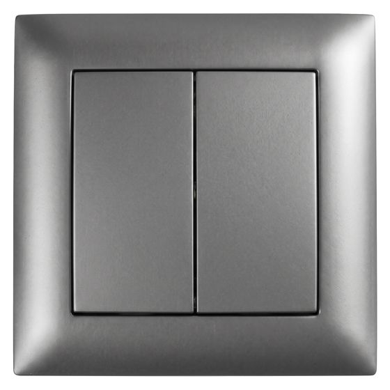 Toolight Kaksoiskytkin OSTE JNH007-W + kehys Harmaa 4x8, 4x8, 4cm