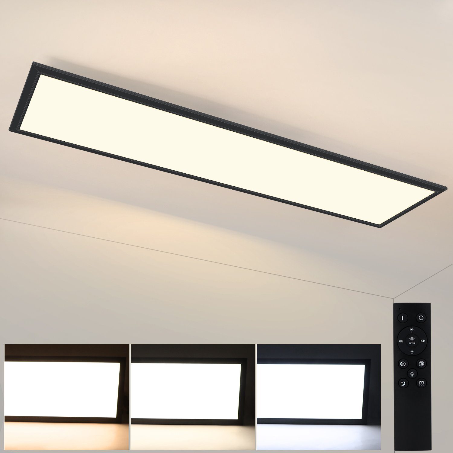 NETTLIFE himmennettävä LED - paneeli, litteä kattovalaisin kaukosäätimellä, 42 W, 60 sekunnin ajastin